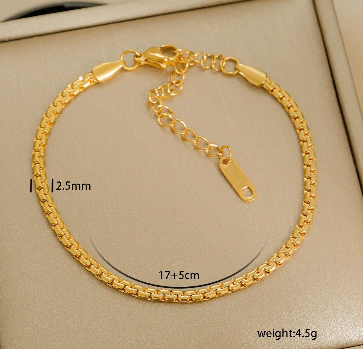 B870 Pulsera eslabones dorados acero inoxidable 19cm