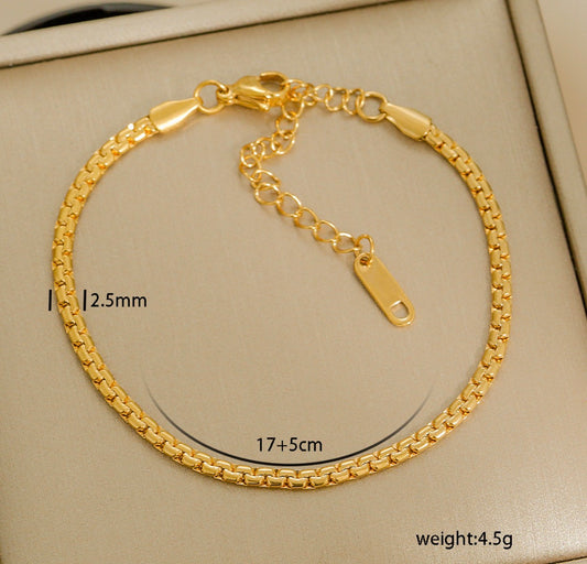 B870 Pulsera eslabones dorados acero inoxidable 19cm