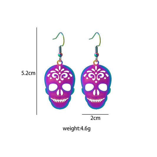 E4137 Aretes cráneo catrina cobre 4.7cm