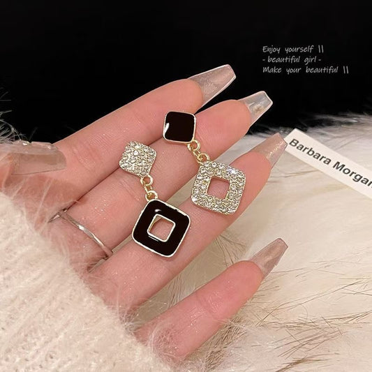 E3896 Aretes cuadro elegante poste de plata 3cm
