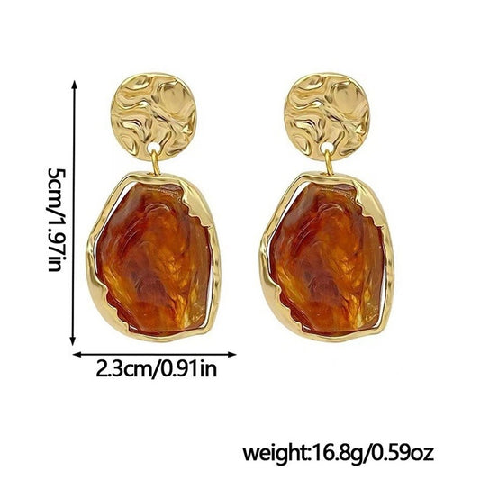 E5208 Aretes óvalo cafe dorado acelacion 4cm