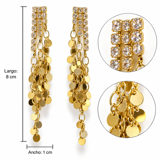 E7531 Aretes cascada brillante de aleacion