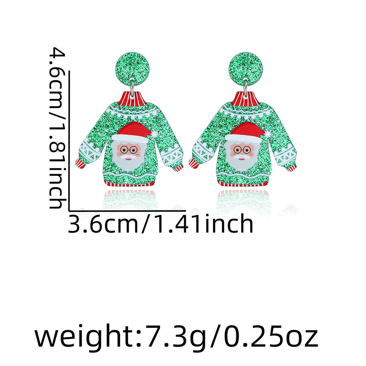 E4158 aretes suéter navideño santa claus acrílico 4.3cm