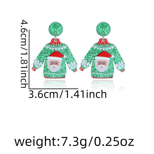 E4158 aretes suéter navideño santa claus acrílico 4.3cm
