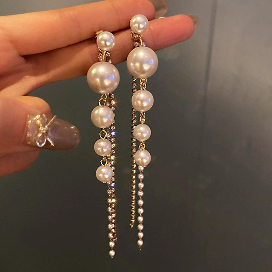 E7200 Aretes perlas colgantes aleacion 6cm