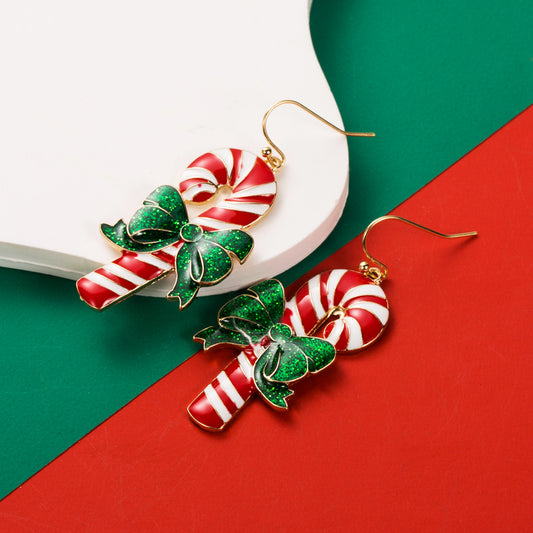 E4054 Aretes bastones de Navidad aleacion 4cm