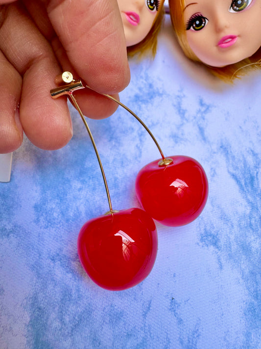 E1832 Aretes cerezas grandes acrílico 5.5cm