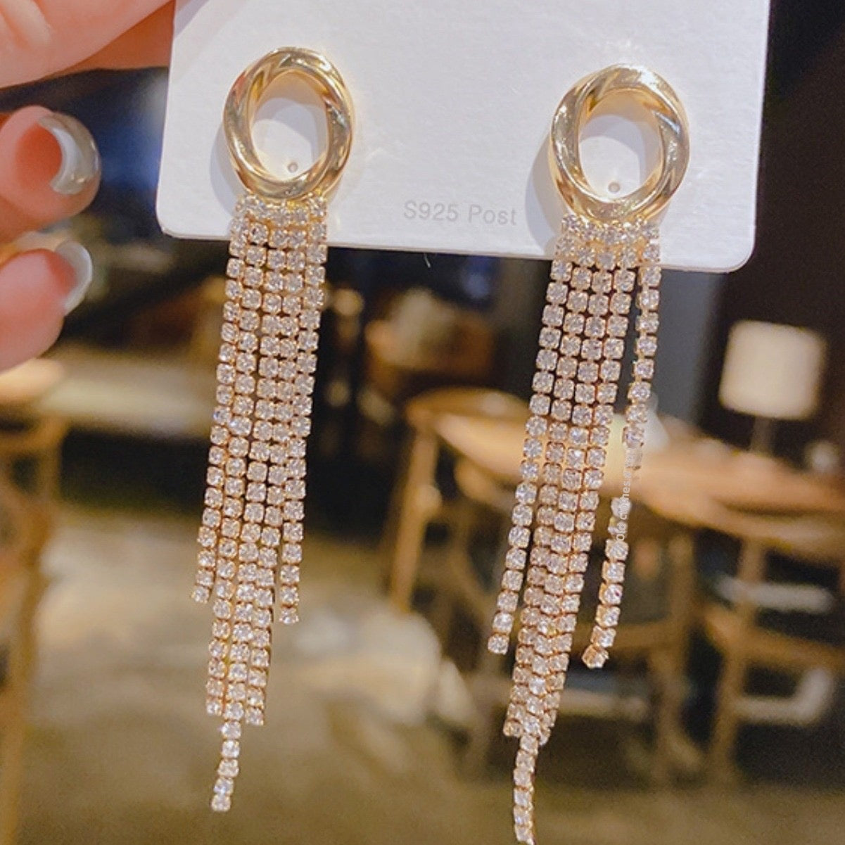 E6031 Aretes circular dorado colgante brillante aleacion poste de plata S925 6cm