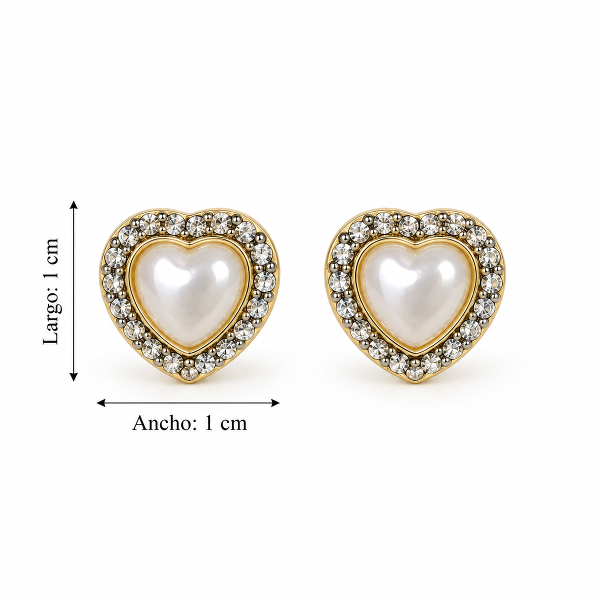 E7403 Aretes corazon perla y circonia de aleacion