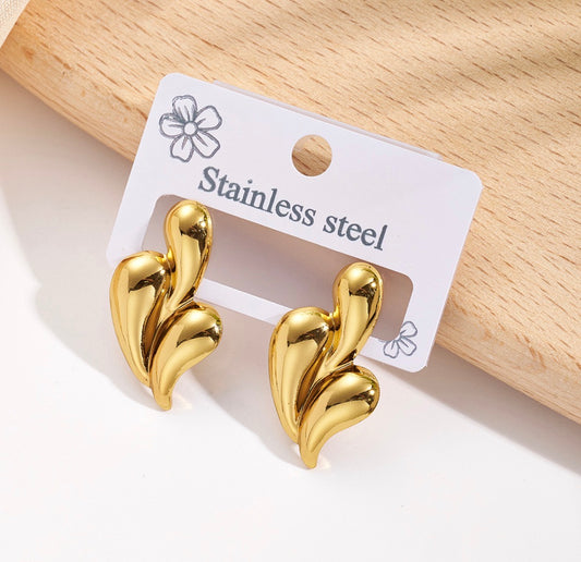 E6022 Aretes gotas doradas 3cm acero inoxidable