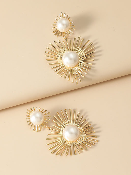 E7152 Aretes corazón aleacion perla fiesta ligeros 8cm