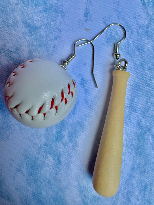 E1848 Aretes beisbol pelota bat asimetricos 7cm