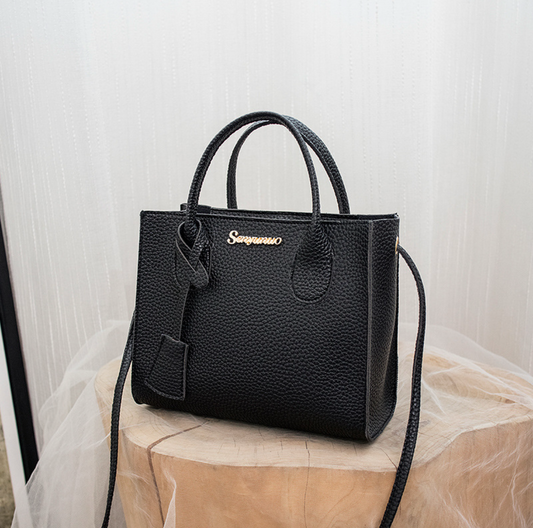 CR80 Bolso negro estilo vintage cuero sintético