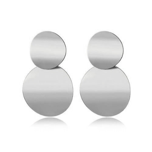 E7139 Aretes circulares plateados aleacion 6cm