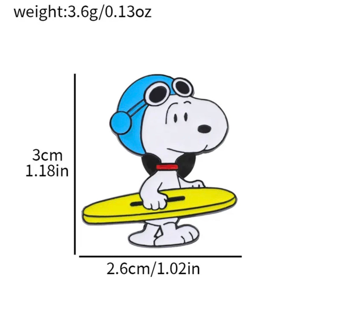 P312 Pin Snoopy surf 3cm aleacion