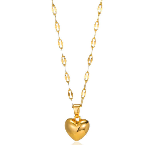 C1158 Collar dorado corazón pequeño acero inoxidable 21cm 1cm