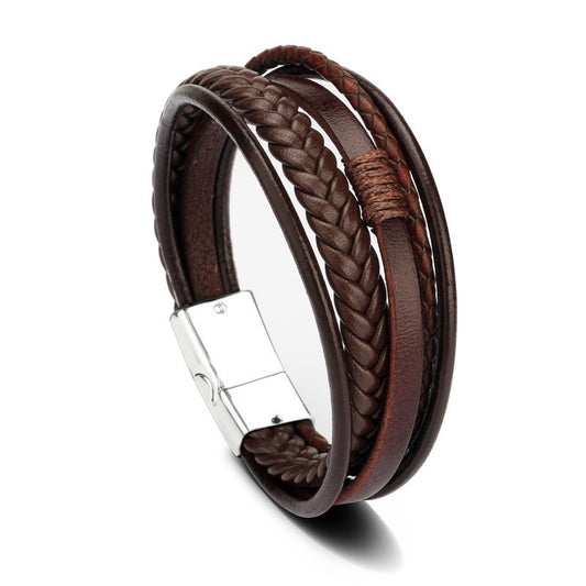 B315C Pulseras caballero cuero sintetico aleacion 22cm