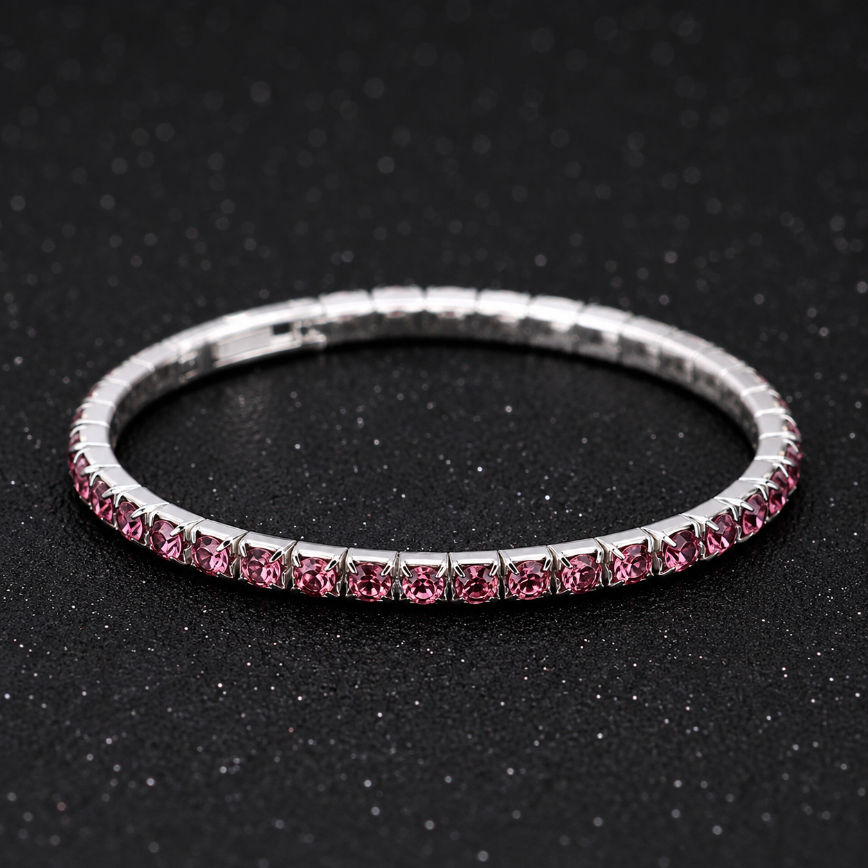 B944R Pulsera plateada cristal aleacion unisexo elastica