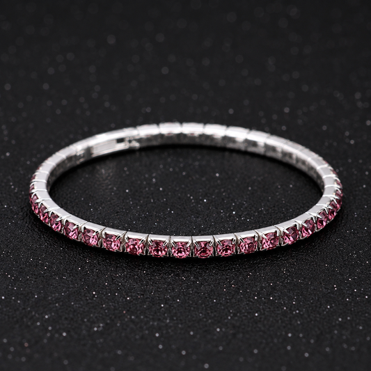 B944R Pulsera plateada cristal aleacion unisexo elastica