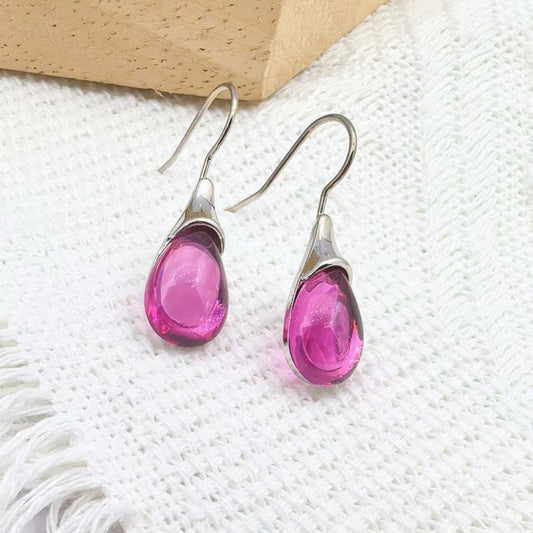 E3874R aretes gota piedra ojo de gato 3.5cm