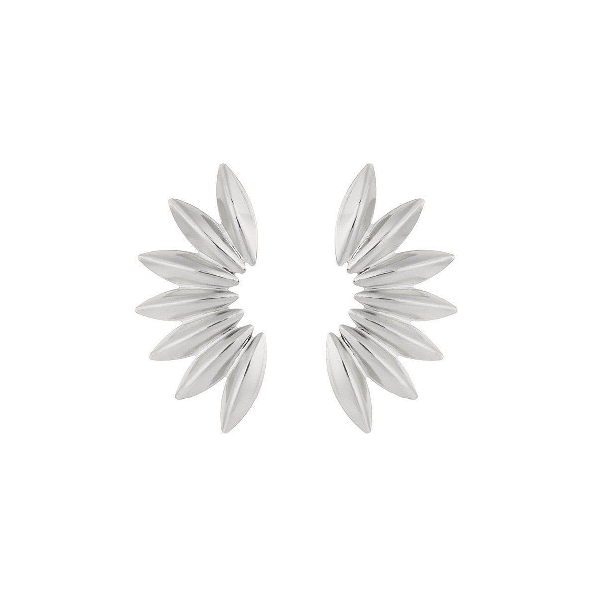E7141 Aretes picos plateados vintage aleacion 6cm