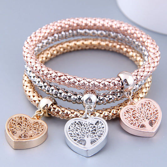 B486 conjunto de pulseras corazón árbol elástica