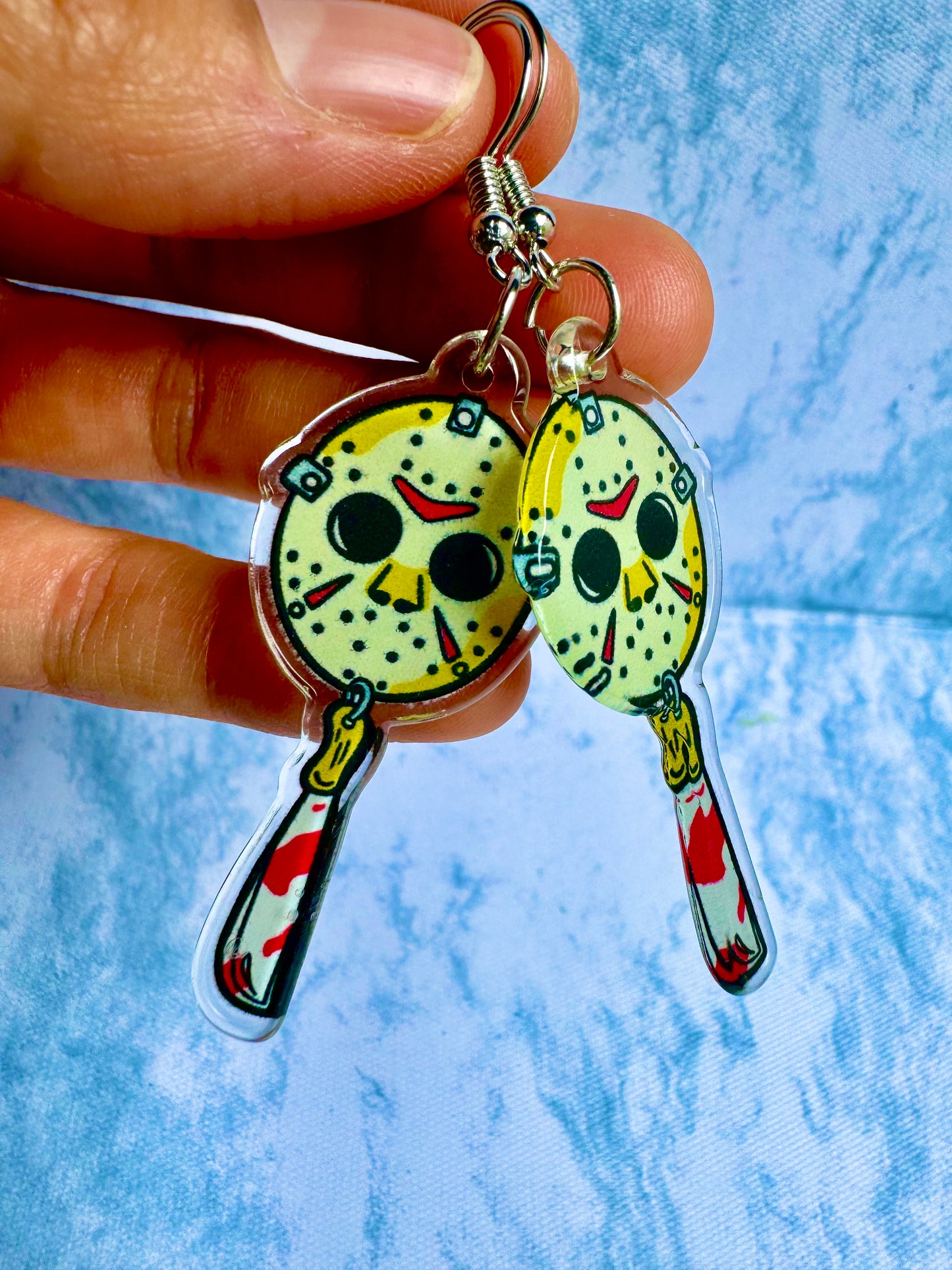 J55 Aretes Jason Voorhes acrílico colgante 7cm