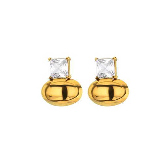 E3268 Aretes dorado cristal acero inoxidable 1.5cm