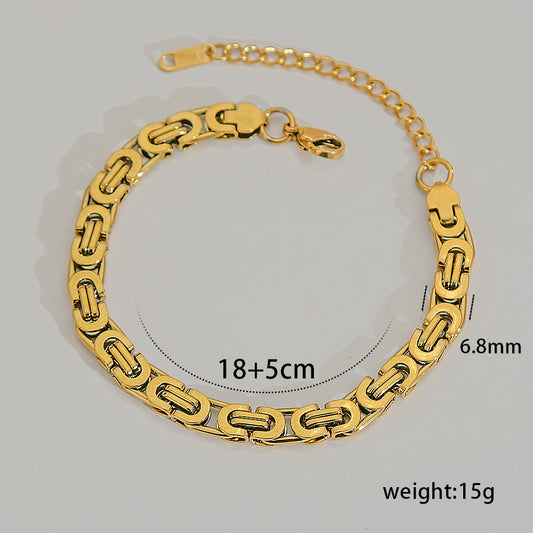 B348 Pulsera dorada acero inoxidable 23cm