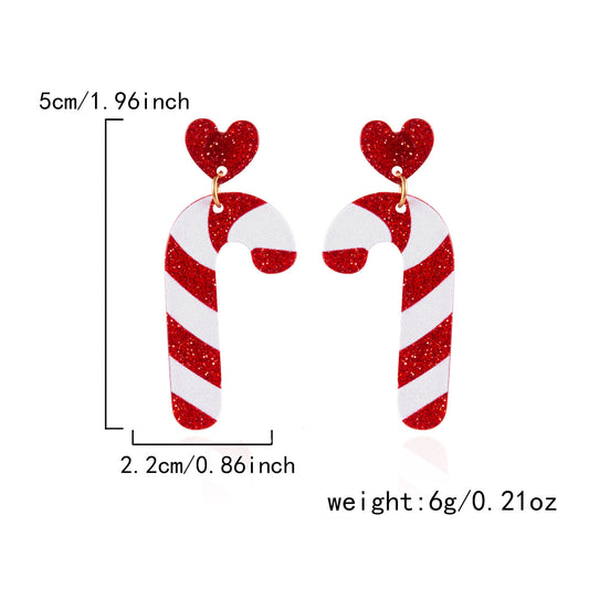 E4271 aretes bastón navideño acrílico 5cm