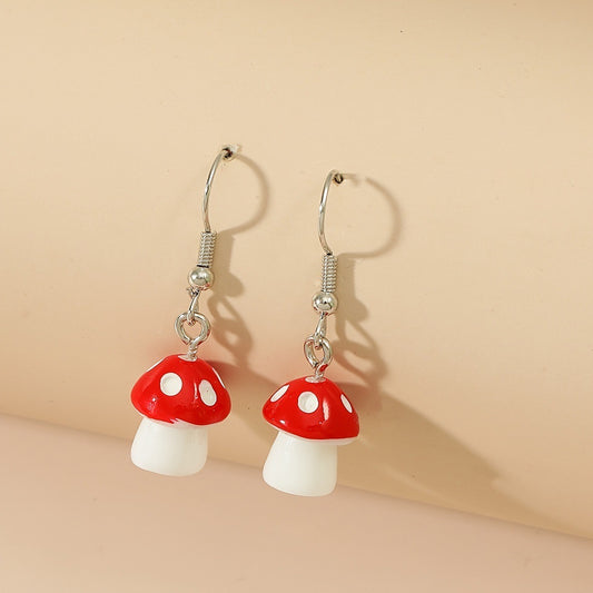 E2596 Aretes hongo colgante aleacion resina 3cm