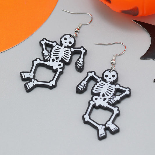 E4083 Aretes esqueleto día de muertos Halloween 6cm
