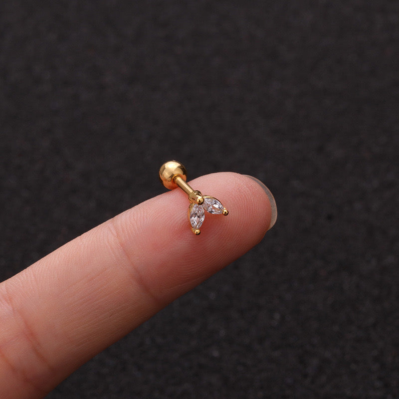 E2818 Broquel 1 pieza dorado acero inoxidable zirconia 1cm