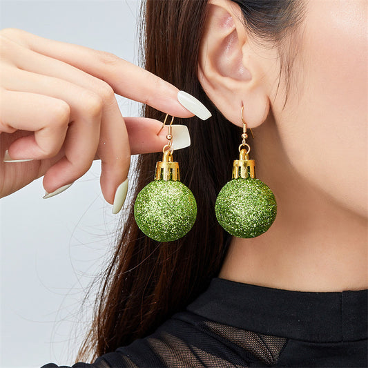 E4440 aretes esfera verde aleacion 4cm