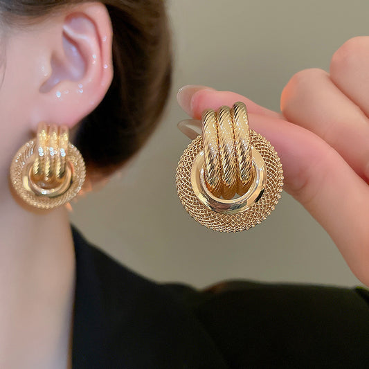 E4110 Aretes aro dorado estilo vintage 4cm