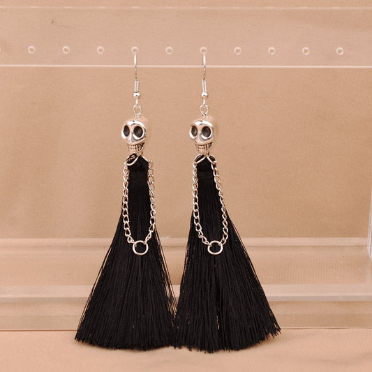 E4064 Aretes catrina negra día de muertos aleacion 11cm