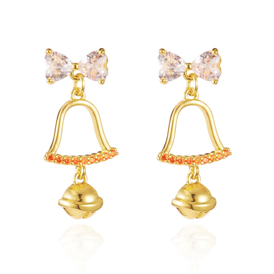 E4263 Aretes campanas doradas navideñas 2cm