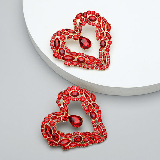 E3259 Aretes corazon cristal fiesta brillante 6cm