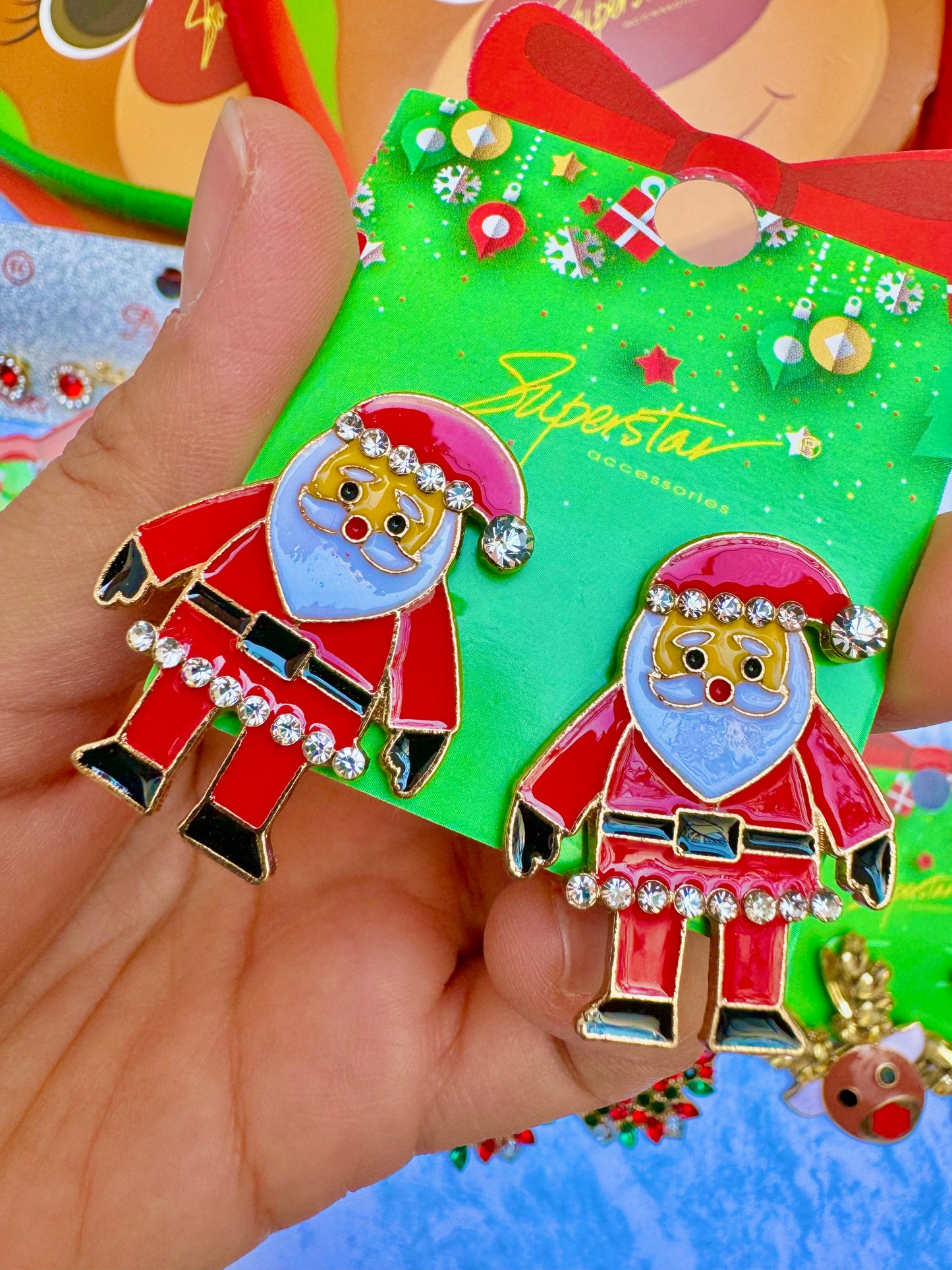 E1871SC Aretes santa claus esmaltado 3.5cm