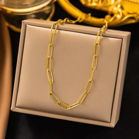 C806 collar dorado acero inoxidable chapado en oro de 18k 23cm