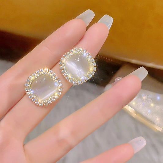 E4378 Aretes cuadro blanco aleacion 2cm