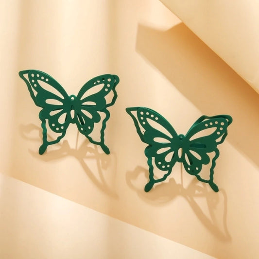 Aretes Mariposa Verde Metal E1207