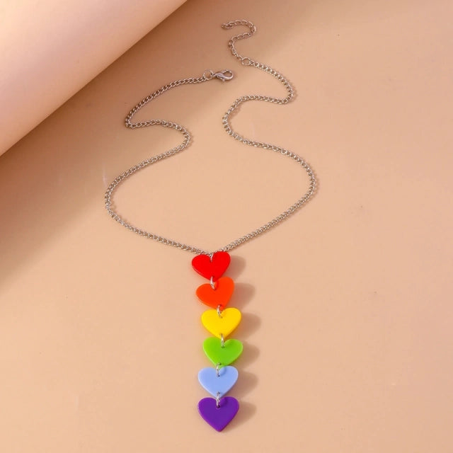 Collar Corazones Arcoiris C176