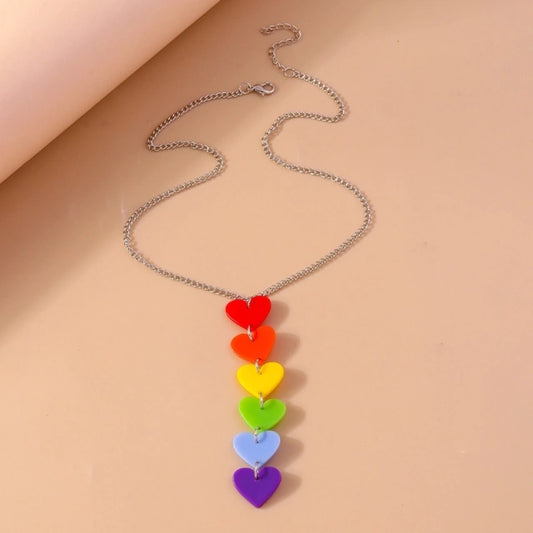 Collar Corazones Arcoiris C176