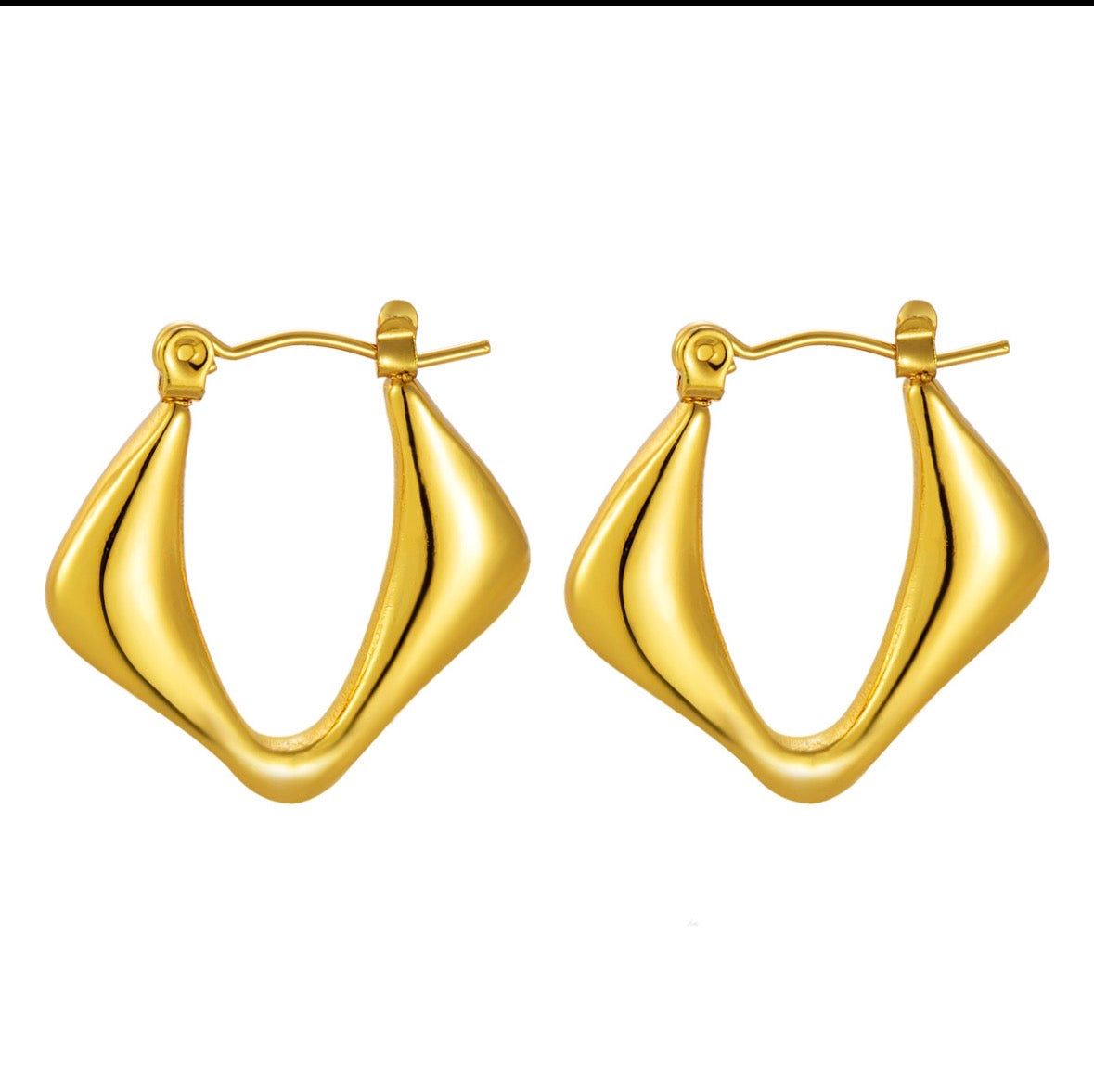 E5465 Arracadas forma V doradas acero inoxidable 3cm