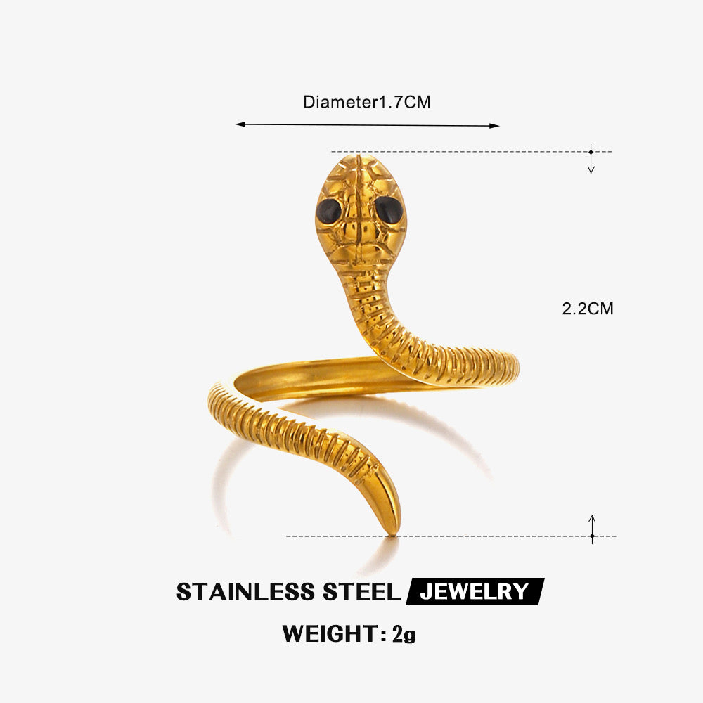 A155 Anillo serpiente dorada acero inoxidable chapado en oro 18k