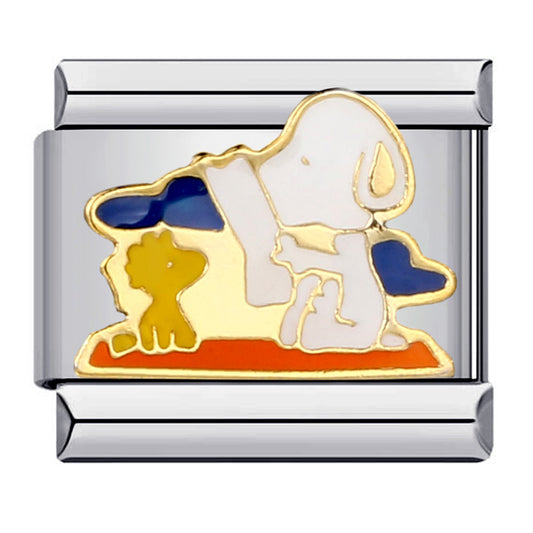 B413 Dije de pulsera italiana snoopy acero inoxidable1cm