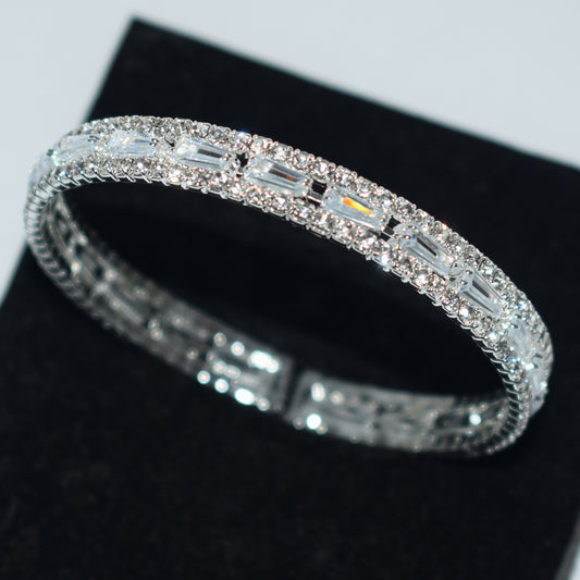 B954P Brazalete circon diamantes de imitacion electrochapado alta calidad abierto