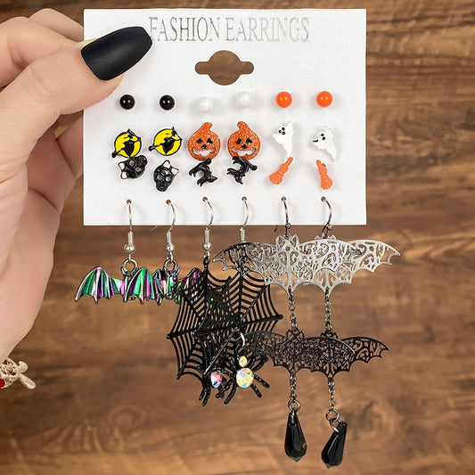 E4039 Conujto de aretes araña Halloween aleacion 7cm