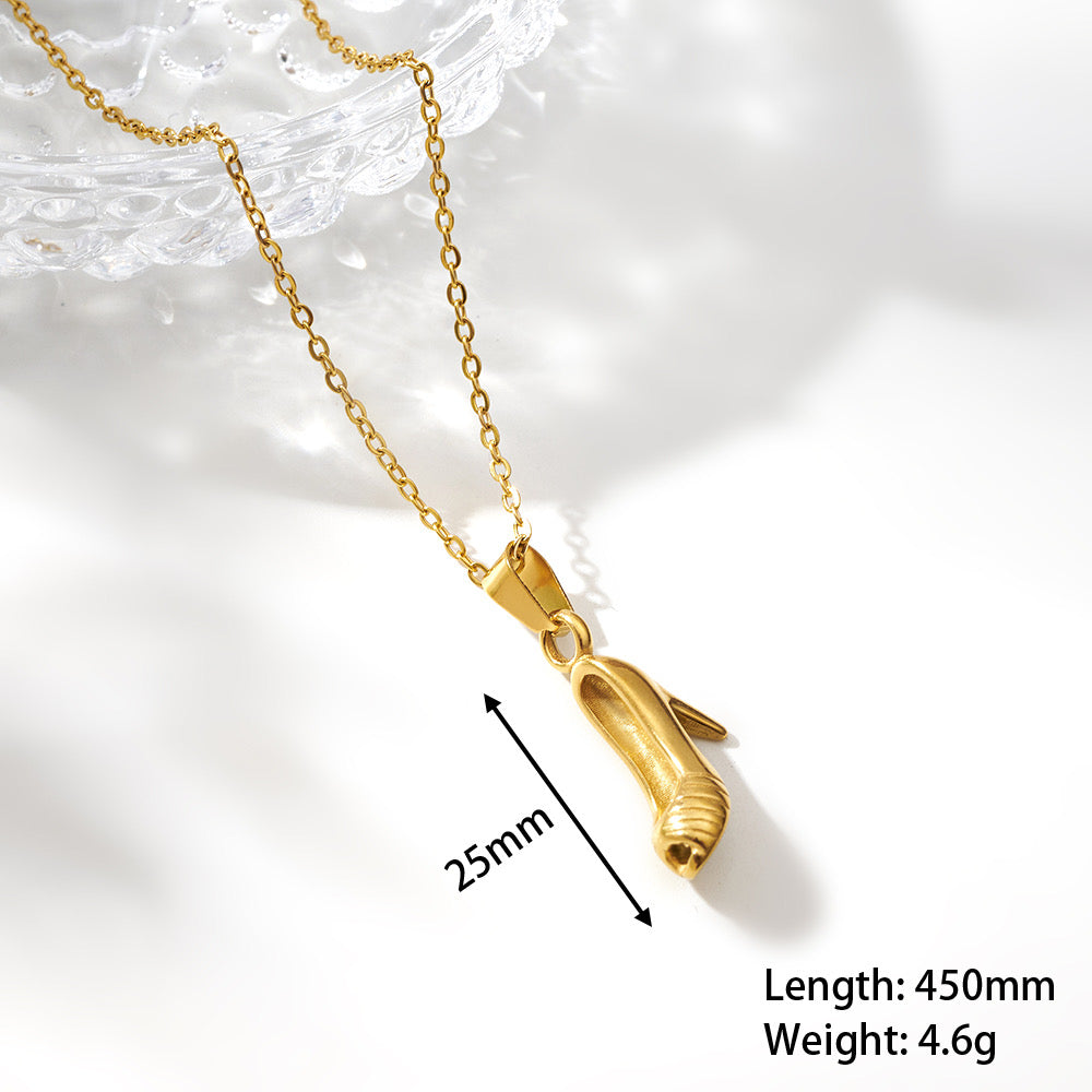 C1605 Collar zapatilla acero inoxidable 304 chapado en oro de 18k collar 22cm dije 2cm